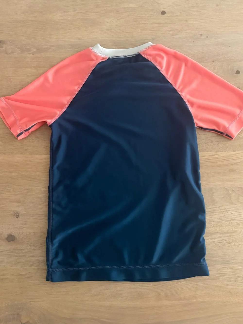 Tea Collection Kids Navy and Coral Short Sleeve Rash Guard Swim Shirt